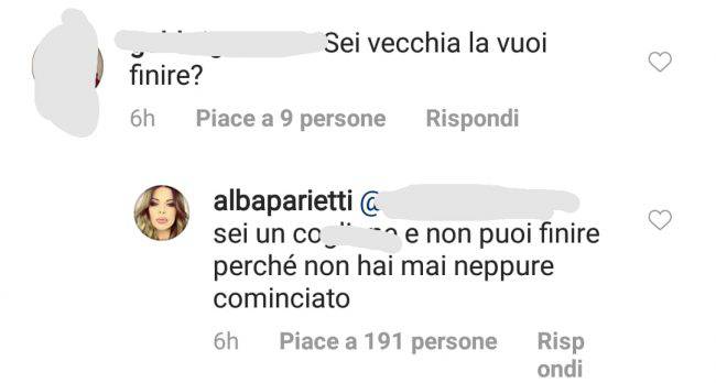 commento al post di Alba Parietti