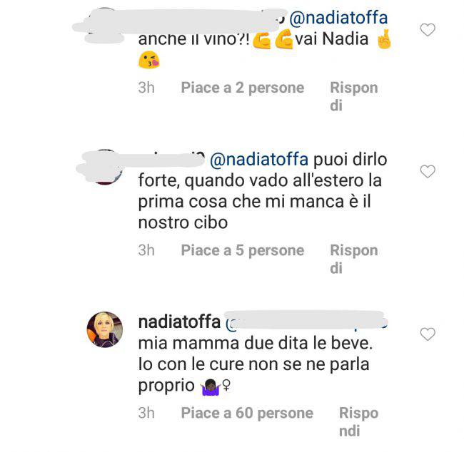 Nadia Toffa risponde ai fan su instagram
