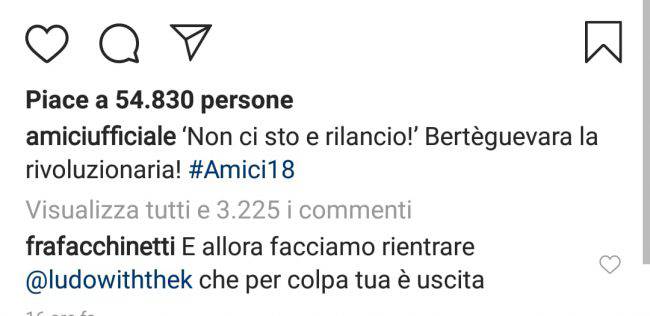 Commento Francesco Facchinetti (fonte Instagram)
