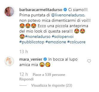 Barbara D'urso commento Mara Venier 