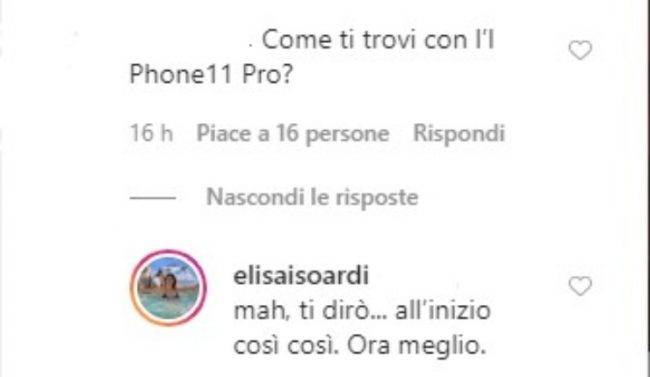 Elisa isoardi commenti