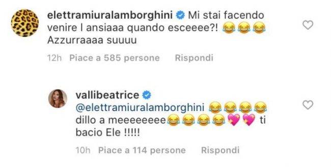 Beatrice Valli commento Lamborghini