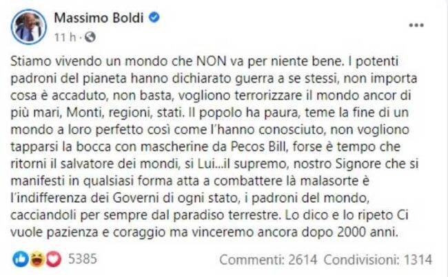 Massimo Boldi sfogo