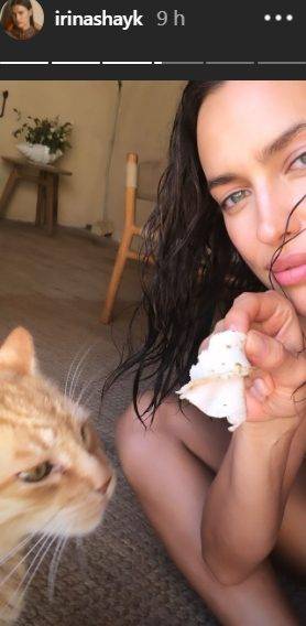 Irina Shayk dà da mangiare al gatto, ma... è nuda? Instagram diventa ‘bollente’