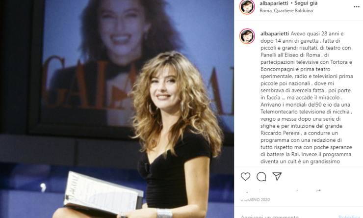 Alba Parietti su instagram incanta i follower con un meraviglioso scatto del passato