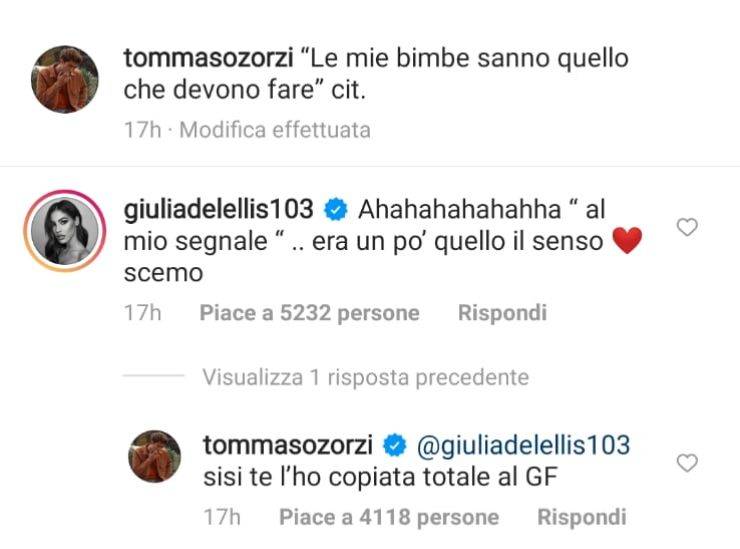Tommaso Zorzi e Giulia De Lellis, scambio di messaggi su instagram: "Te l'ho copiata", ma di cosa stanno parlando? Ecco la verità