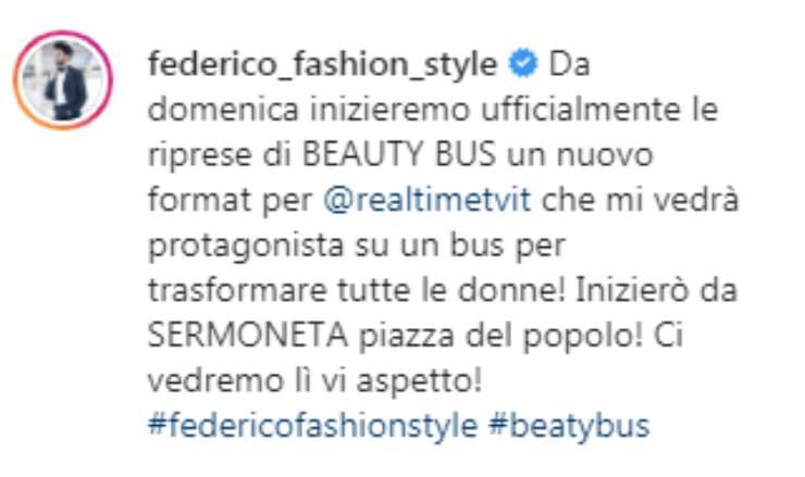 Federico Fashion Style programma