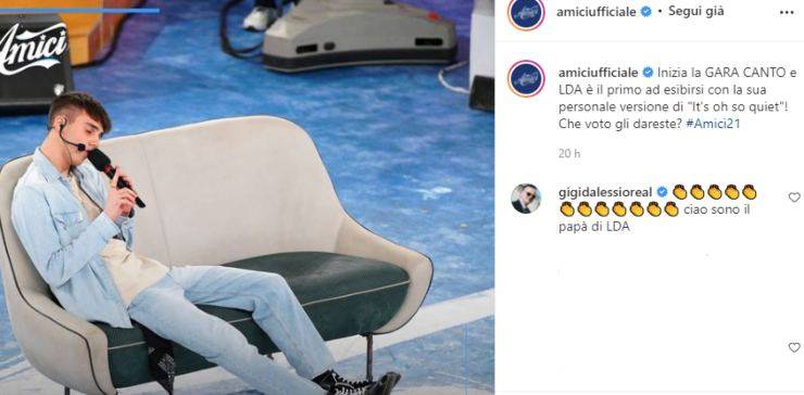 Amici 21, comment by Gigi D'Alessio for LDA 