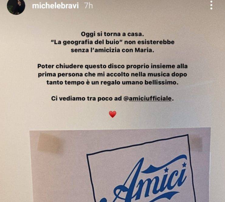 Michele bravi, storia instagram