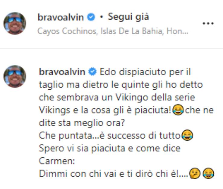 Alvin reveals what happened with Edoardo tavassi