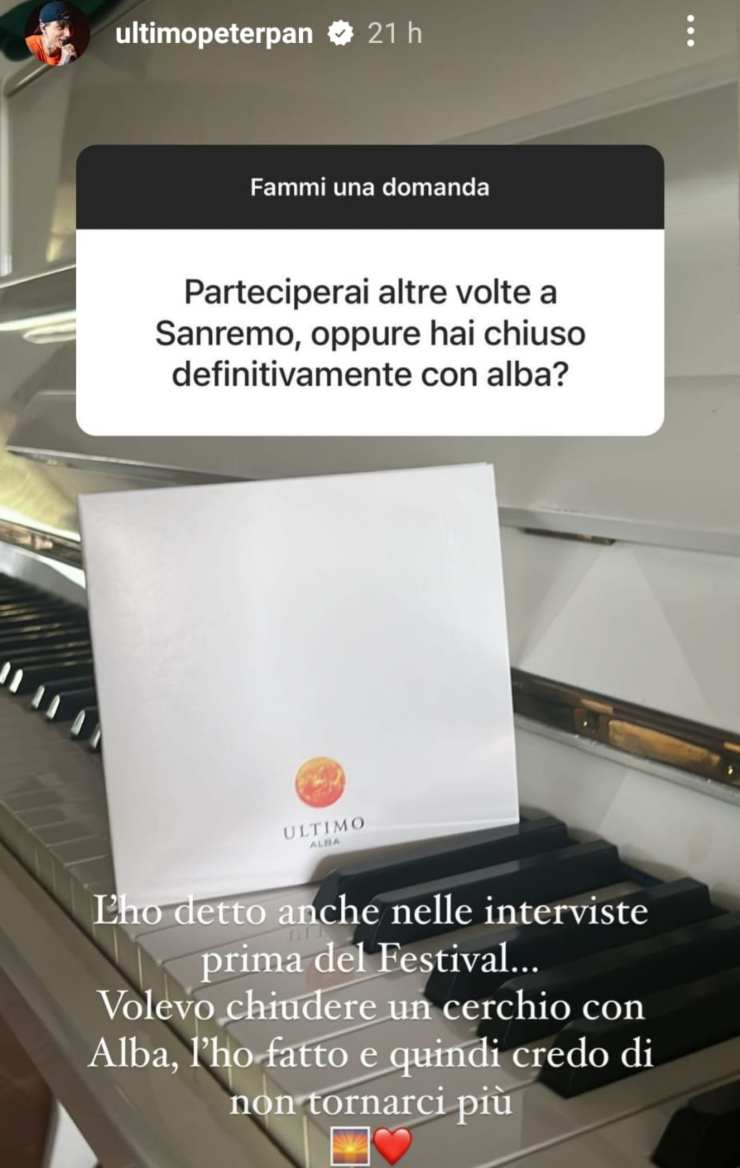 Ultimo, notizia Sanremo